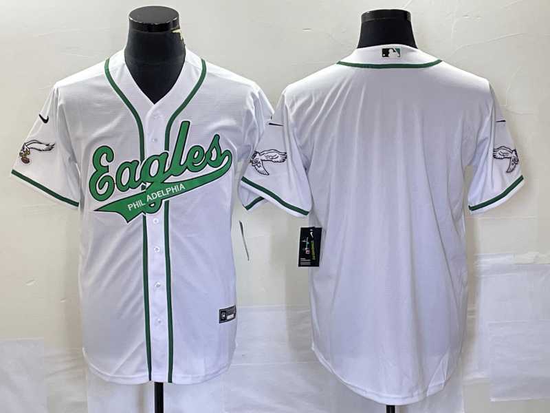 Mens Philadelphia Eagles Blank White Cool Base Stitched Baseball Jersey